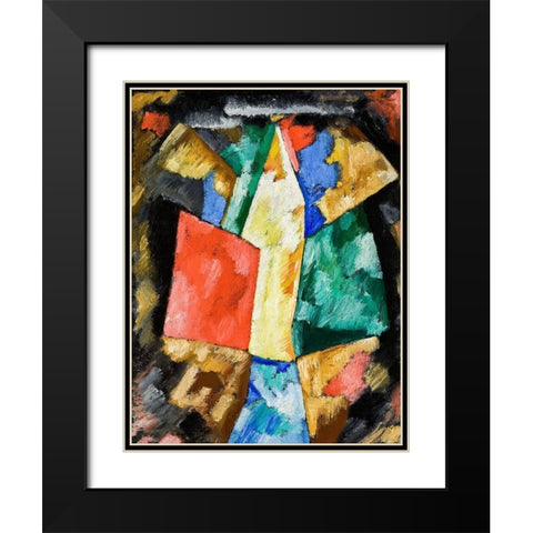 Abstraction-Blue-Yellow and Green Black Modern Wood Framed Art Print with Double Matting by Hartley, Marsden