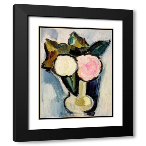 Pink and White Flowers in a Vase Black Modern Wood Framed Art Print with Double Matting by Hartley, Marsden