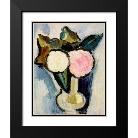 Pink and White Flowers in a Vase Black Modern Wood Framed Art Print with Double Matting by Hartley, Marsden