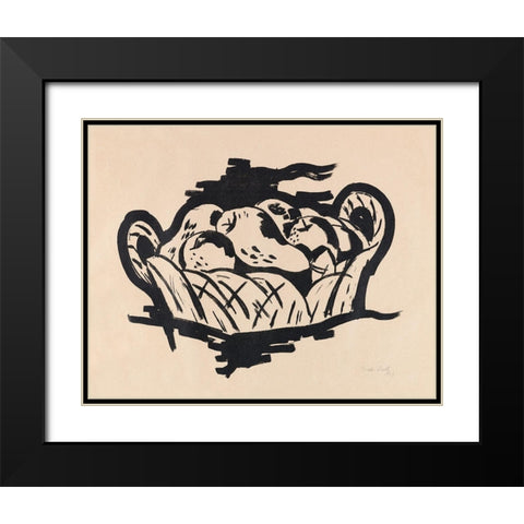Pear in Basket Black Modern Wood Framed Art Print with Double Matting by Hartley, Marsden