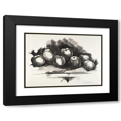 Apples on Table Black Modern Wood Framed Art Print with Double Matting by Hartley, Marsden