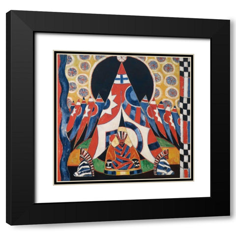American Indian Symbols Black Modern Wood Framed Art Print with Double Matting by Hartley, Marsden