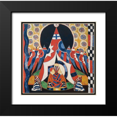 American Indian Symbols Black Modern Wood Framed Art Print with Double Matting by Hartley, Marsden