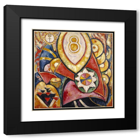 Painting No 48 Black Modern Wood Framed Art Print with Double Matting by Hartley, Marsden