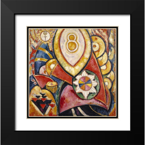 Painting No 48 Black Modern Wood Framed Art Print with Double Matting by Hartley, Marsden