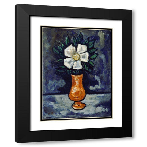 White Flower Black Modern Wood Framed Art Print with Double Matting by Hartley, Marsden