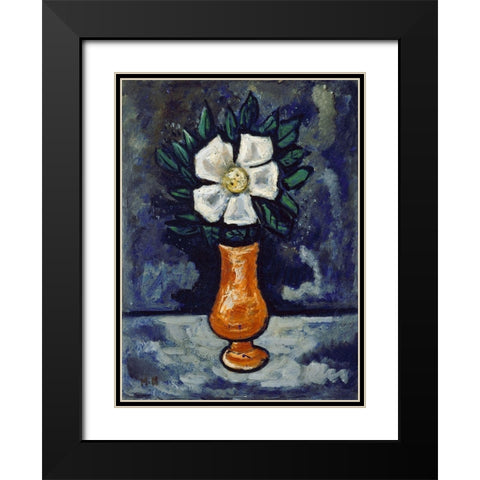 White Flower Black Modern Wood Framed Art Print with Double Matting by Hartley, Marsden