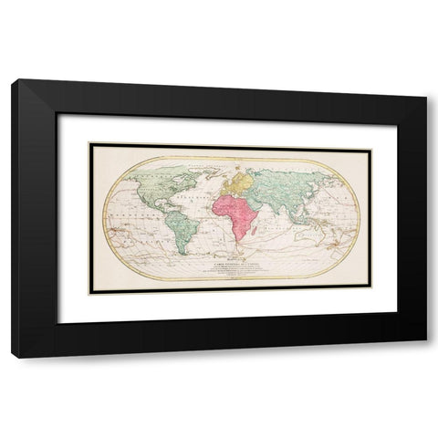 World Map or General Map of the Universe Black Modern Wood Framed Art Print with Double Matting by Lotter, Mathieu Albert