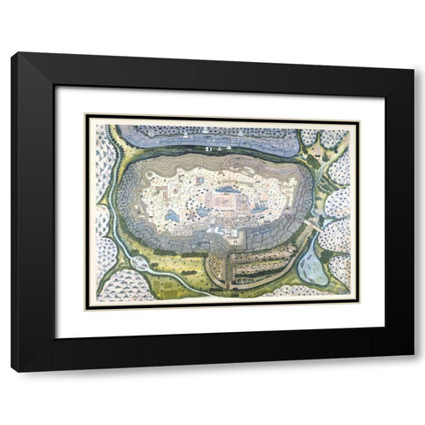 Fortified City of Ranthambhor Black Modern Wood Framed Art Print with Double Matting by Generation of Bagta