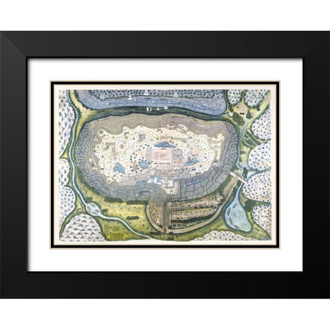 Fortified City of Ranthambhor Black Modern Wood Framed Art Print with Double Matting by Generation of Bagta