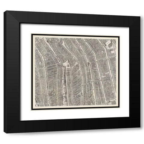 Map of Amsterdam Black Modern Wood Framed Art Print with Double Matting by Florisz, Balthasar
