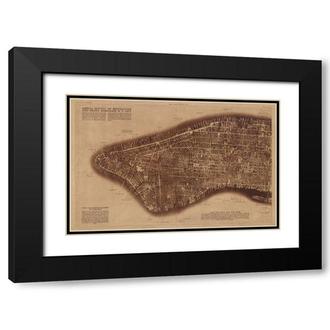 New York City Detail-photographed from two miles up in the air Black Modern Wood Framed Art Print with Double Matting by The Lionel Pincus and Princess Firyal Map Division