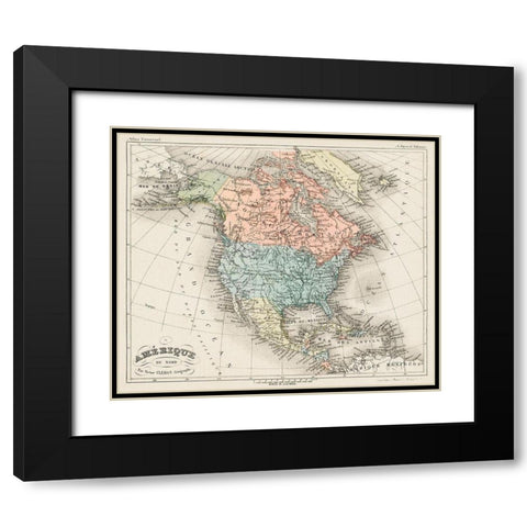 North America from Universal Atlas Black Modern Wood Framed Art Print with Double Matting by Fayard, Artheme