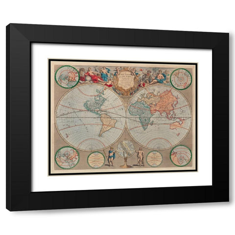 A new map of the world from the latest observations 1720 Black Modern Wood Framed Art Print with Double Matting by Senex, John