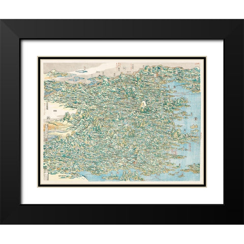 Map of China by Katsushika Hokusai Black Modern Wood Framed Art Print with Double Matting by Hokusai, Katsushika