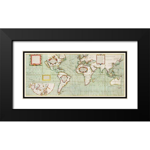 Nova and accuratissima totius terrarum Anno 1700 Black Modern Wood Framed Art Print with Double Matting by Thornton, Samuel