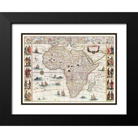 Africae nova descriptio 1690 Black Modern Wood Framed Art Print with Double Matting by Blaeu, Willelm Janszoon