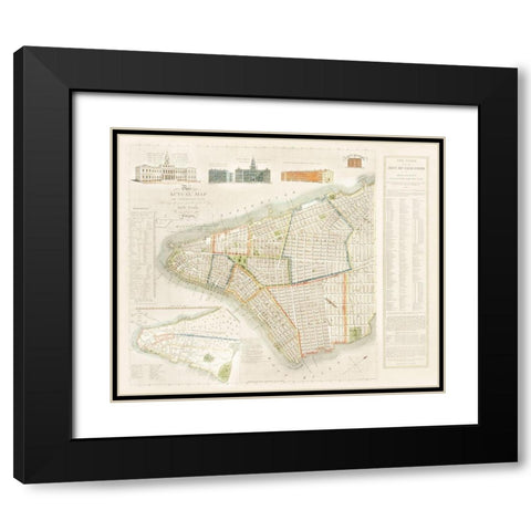 The City of New York Longworths Explanatory Map and Plan 1817 Black Modern Wood Framed Art Print with Double Matting by Longworth, David