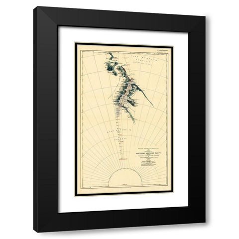 Route and Surveys of the Southern Journey Party-1909 Black Modern Wood Framed Art Print with Double Matting by Royal Geographic Society England