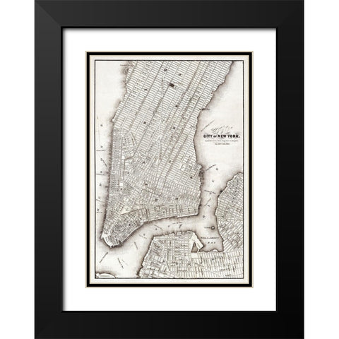 Map of the city of New York-1850 Black Modern Wood Framed Art Print with Double Matting by Library of Congress Geography and Map Division Washington