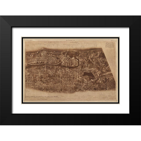 New York City Detail-photographed from two miles up in the air 1922 Black Modern Wood Framed Art Print with Double Matting by The Lionel Pincus and Princess Firyal Map Division