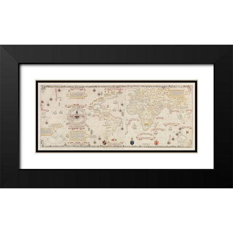 World Map 1900 Black Modern Wood Framed Art Print with Double Matting by Ribeiro, Diogo