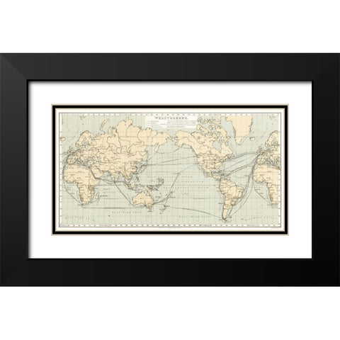 Geographical Statistical World Lexicon 1888 Black Modern Wood Framed Art Print with Double Matting by Metzger, Emil