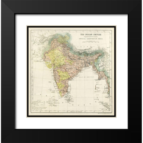 Second Edition of The Imperial Gazetteer of India 1885 Black Modern Wood Framed Art Print with Double Matting by Hunter, William Wilson