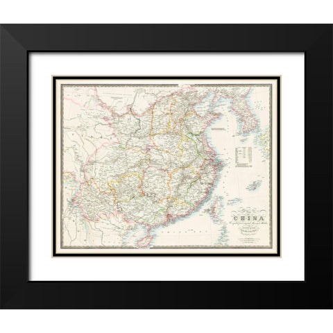 Map of China-1848 Black Modern Wood Framed Art Print with Double Matting by Wyld, James