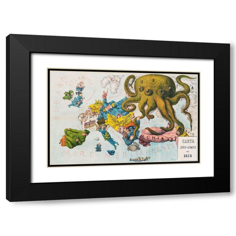 Papagallo no15 the Russian Octopus Year VI Black Modern Wood Framed Art Print with Double Matting by Grossi, Augusto