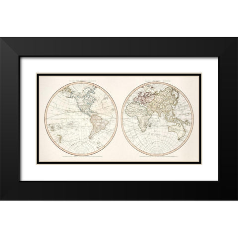 New World 1786 Black Modern Wood Framed Art Print with Double Matting by Faden, William