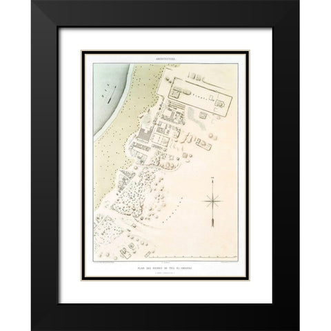 Plan of the ruins of Tell el Amarna 1878 Black Modern Wood Framed Art Print with Double Matting by d Avennes, Emile Prisse