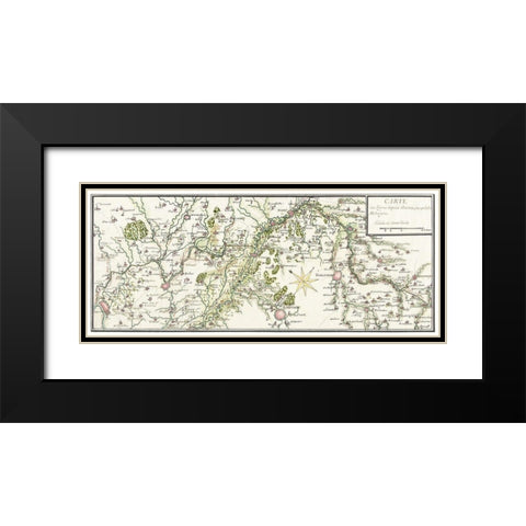 Drawn map of the French lines in Brabant Black Modern Wood Framed Art Print with Double Matting by Vintage Maps