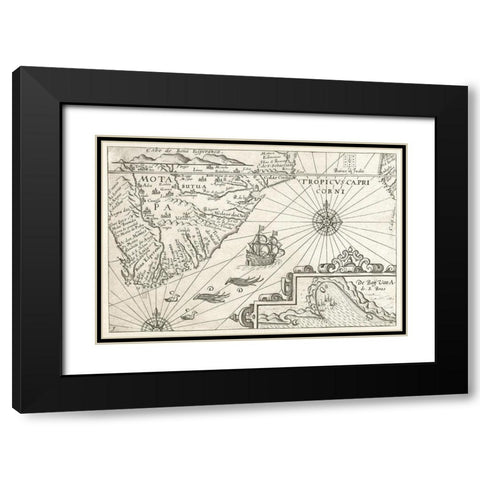 Map of the Cape of Good Hope Black Modern Wood Framed Art Print with Double Matting by Vintage Maps