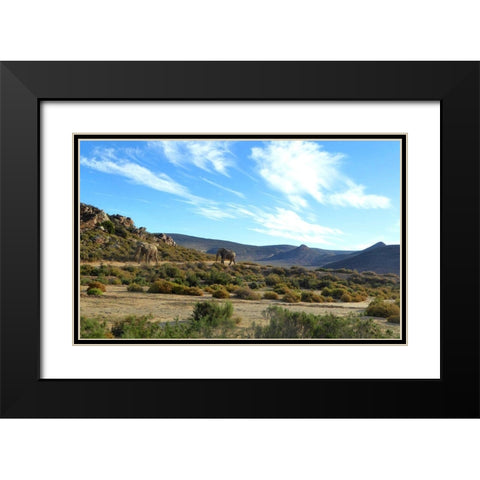 Elephant Safari Black Modern Wood Framed Art Print with Double Matting by Ghanooni, Sarah
