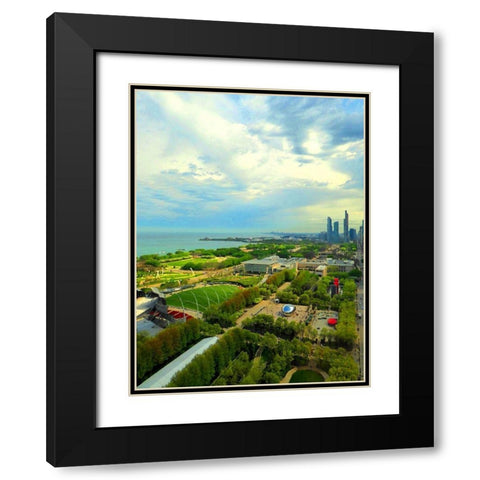 Chicago Sky Black Modern Wood Framed Art Print with Double Matting by Ghanooni, Sarah