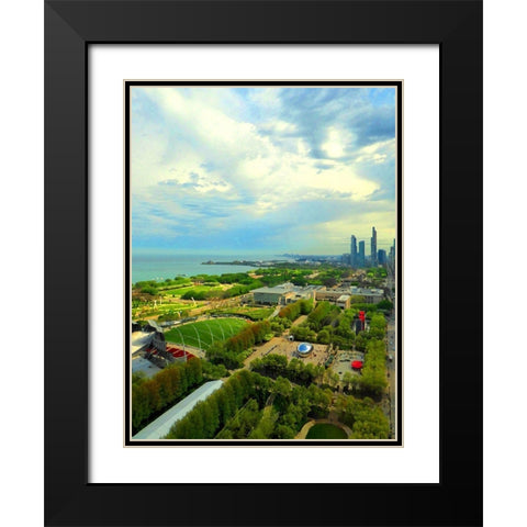 Chicago Sky Black Modern Wood Framed Art Print with Double Matting by Ghanooni, Sarah