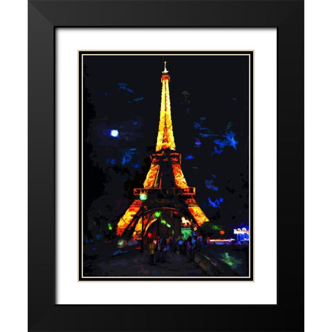Eiffel Lights Black Modern Wood Framed Art Print with Double Matting by Ghanooni, Sarah