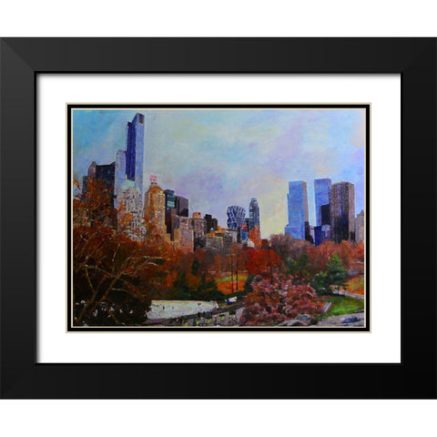 Fall in Central Park Black Modern Wood Framed Art Print with Double Matting by Ghanooni, Sarah