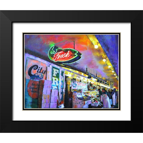 Fresh Fish Black Modern Wood Framed Art Print with Double Matting by Ghanooni, Sarah