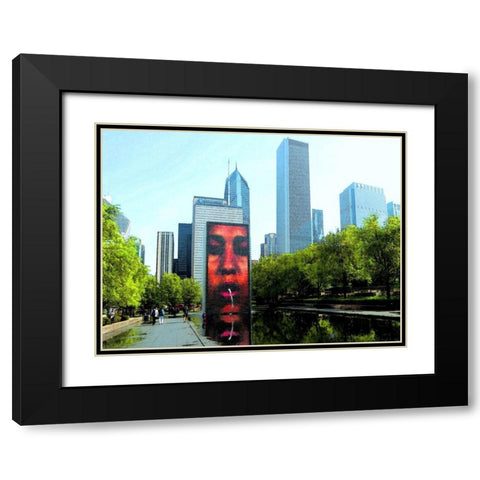 Millenium Park Black Modern Wood Framed Art Print with Double Matting by Ghanooni, Sarah