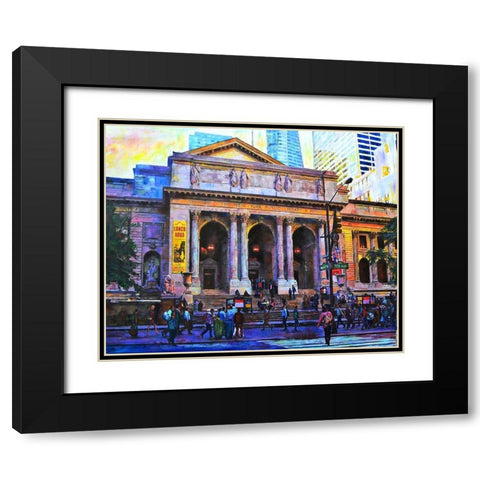 New York Library Black Modern Wood Framed Art Print with Double Matting by Ghanooni, Sarah