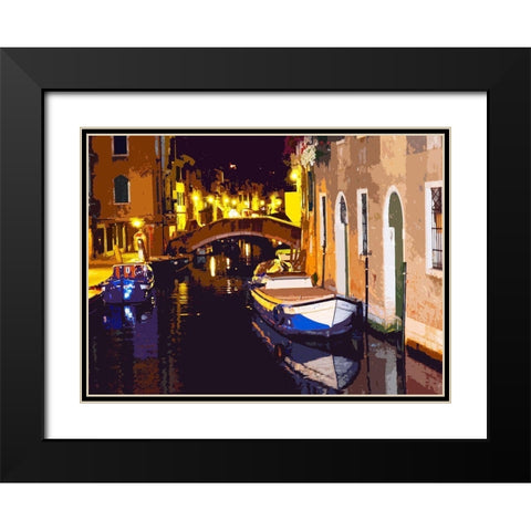 Venice Lights Black Modern Wood Framed Art Print with Double Matting by Ghanooni, Sarah