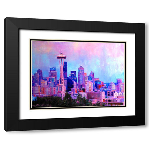 View of Seattle Black Modern Wood Framed Art Print with Double Matting by Ghanooni, Sarah