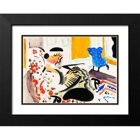 Calligraphic Interior Black Modern Wood Framed Art Print with Double Matting by Sayen, Henry Lyman