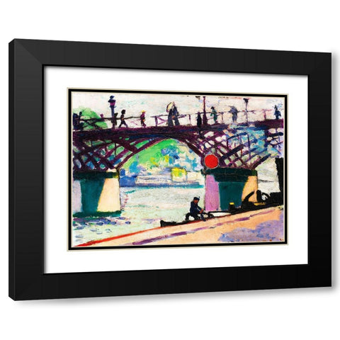 Pont des Arts Black Modern Wood Framed Art Print with Double Matting by Sayen, Henry Lyman