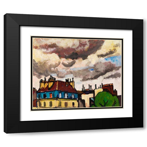 Rooftops and Clouds-Paris Black Modern Wood Framed Art Print with Double Matting by Sayen, Henry Lyman