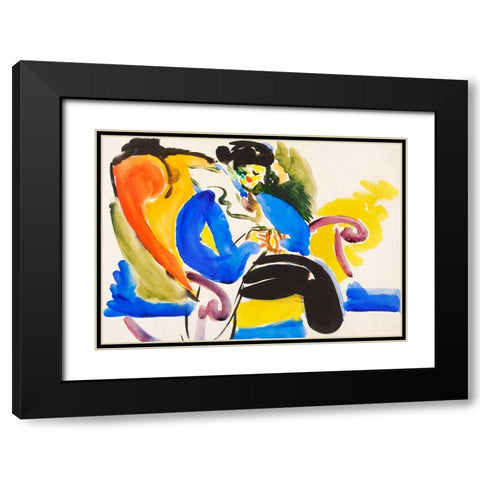 Calligraphic 2 Woman on Chair Black Modern Wood Framed Art Print with Double Matting by Sayen, Henry Lyman