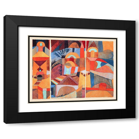 Temple Gardens Black Modern Wood Framed Art Print with Double Matting by Klee, Paul