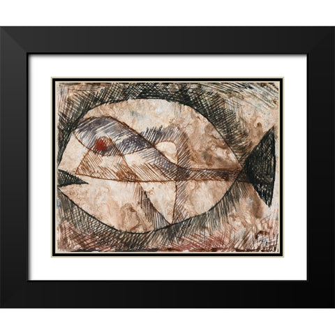 CC Fisch Black Modern Wood Framed Art Print with Double Matting by Klee, Paul